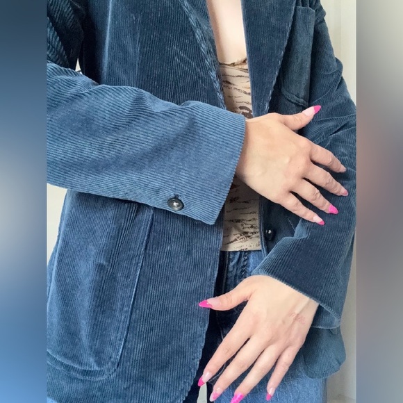 Rebecca Taylor La Vie Deep Blue Velvet Blazer Small - Picture 2 of 4